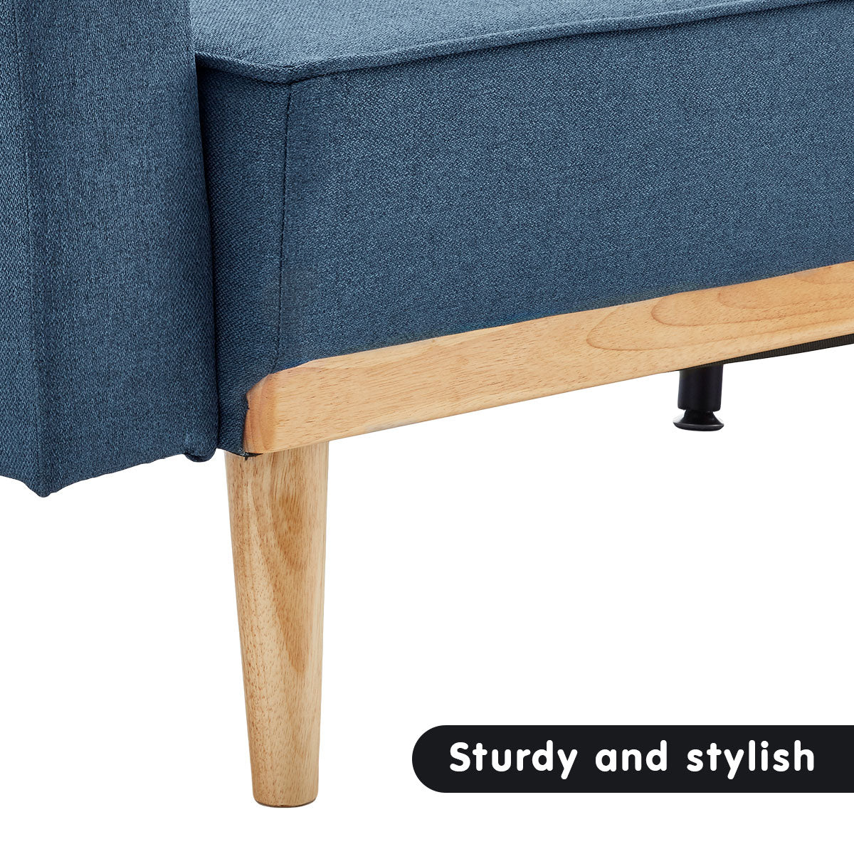 Sarantino 3-Seater Corner Sofa Bed with Chaise Lounge - Blue - Cosy Abode