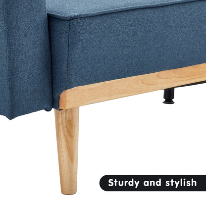 Sarantino 3-Seater Corner Sofa Bed with Chaise Lounge - Blue - Cosy Abode