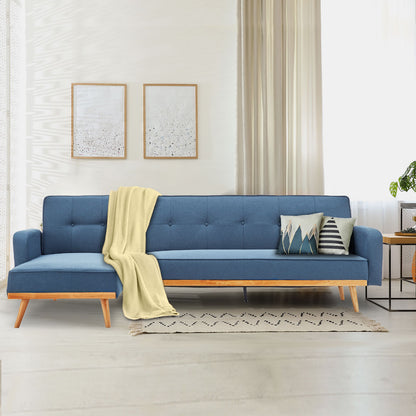 Sarantino 3-Seater Corner Sofa Bed with Chaise Lounge - Blue - Cosy Abode