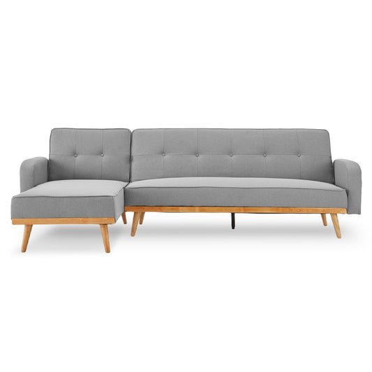 Sarantino 3-Seater Corner Sofa Bed with Chaise Lounge - Light Grey - Cosy Abode