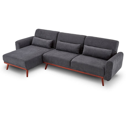 Sarantino Faux Velvet Sofa Bed Couch Lounge Chaise Cushions Dark Grey - Cosy Abode