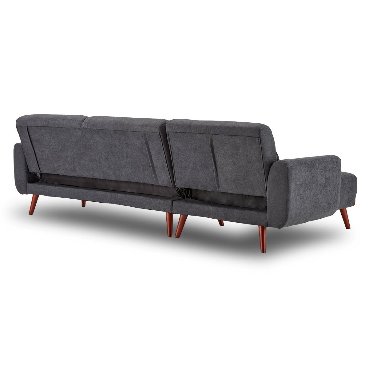 Sarantino Faux Velvet Sofa Bed Couch Lounge Chaise Cushions Dark Grey - Cosy Abode