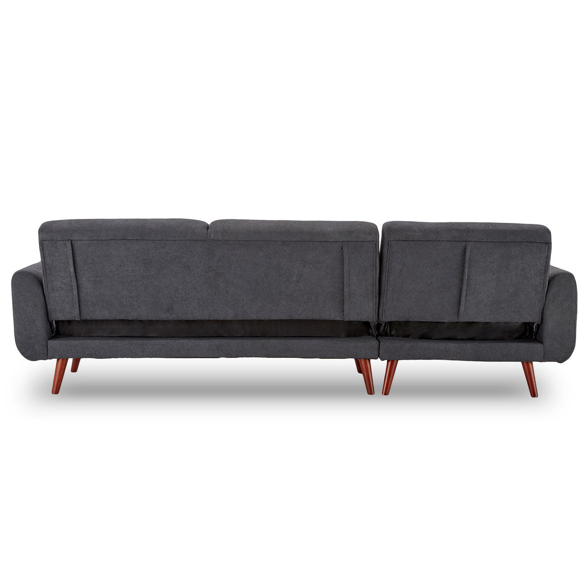 Sarantino Faux Velvet Sofa Bed Couch Lounge Chaise Cushions Dark Grey - Cosy Abode