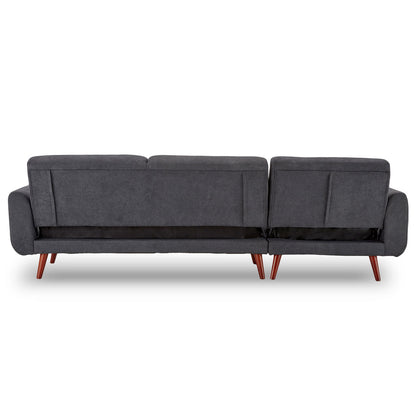 Sarantino Faux Velvet Sofa Bed Couch Lounge Chaise Cushions Dark Grey - Cosy Abode