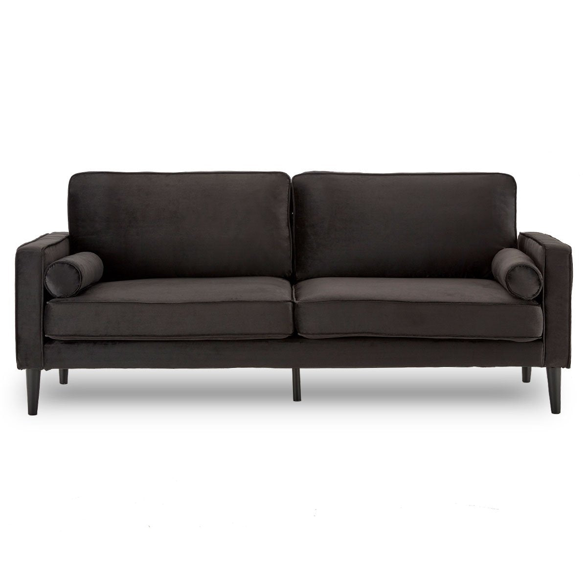 Sarantino Faux Velvet Sofa Bed Couch Furniture Lounge Suite - Black - Cosy Abode