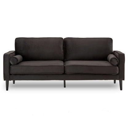 Sarantino Faux Velvet Sofa Bed Couch Furniture Lounge Suite - Black - Cosy Abode