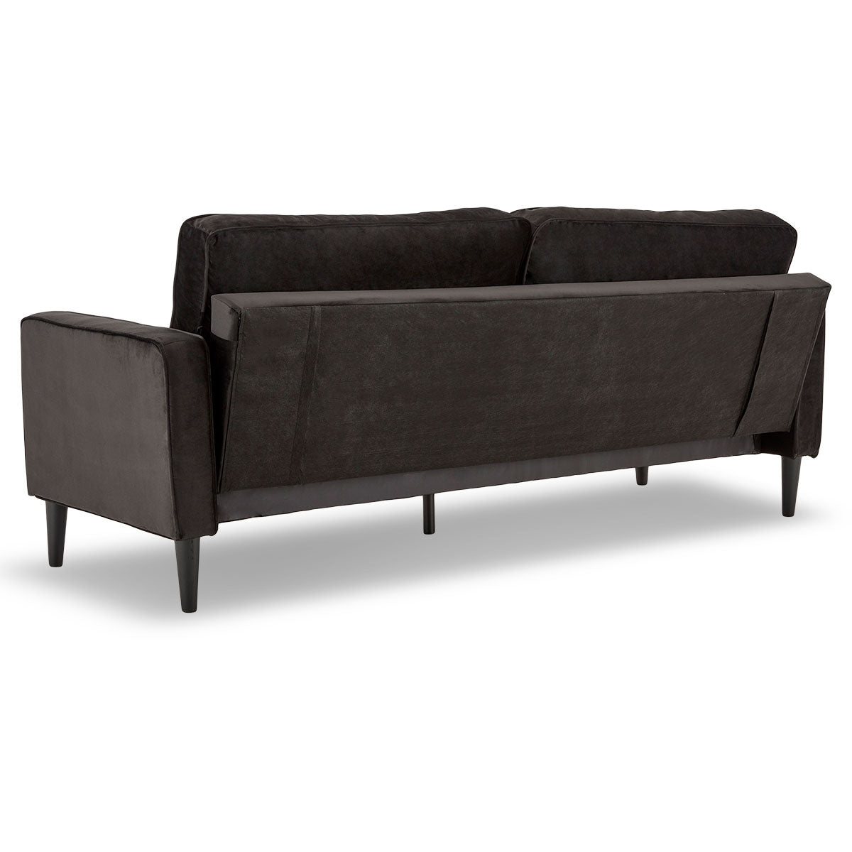 Sarantino Faux Velvet Sofa Bed Couch Furniture Lounge Suite - Black - Cosy Abode