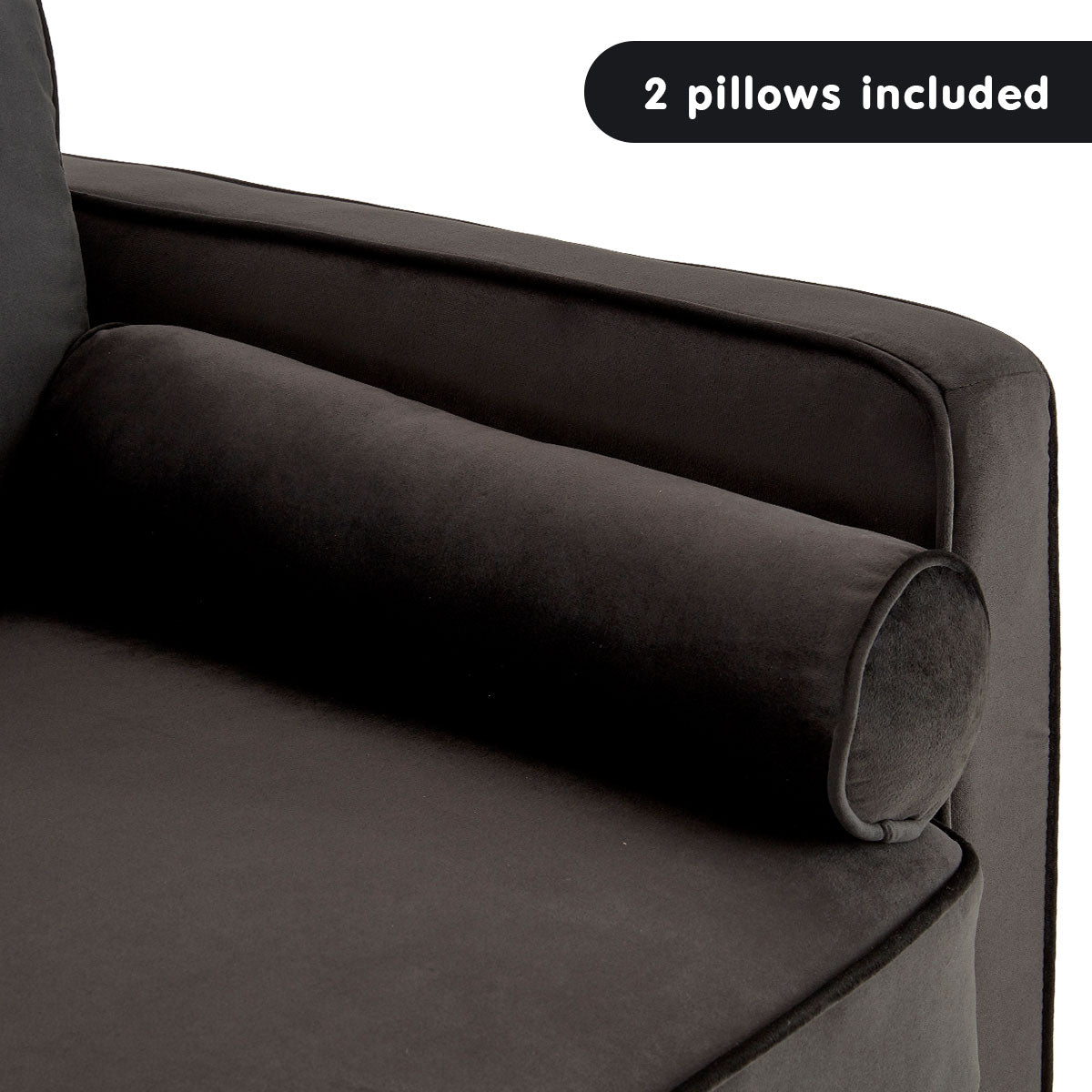 Sarantino Faux Velvet Sofa Bed Couch Furniture Lounge Suite - Black - Cosy Abode