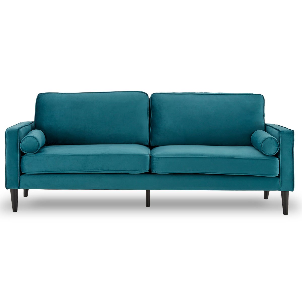 Sarantino Faux Velvet Sofa Bed Couch Furniture Lounge Suite Seat Blue - Cosy Abode