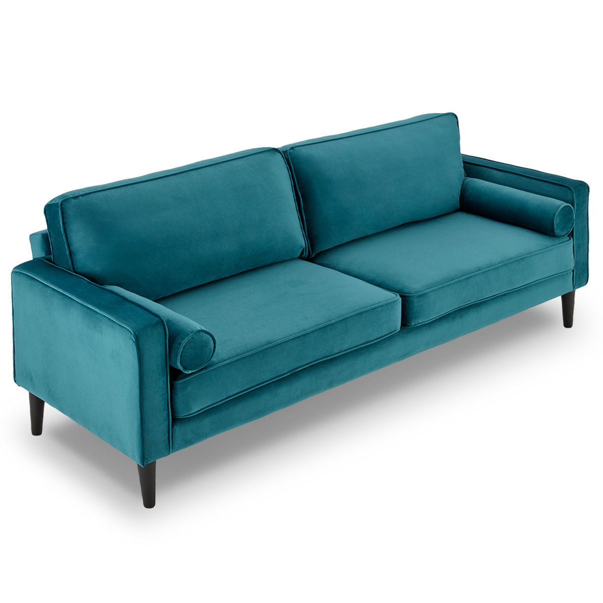 Sarantino Faux Velvet Sofa Bed Couch Furniture Lounge Suite Seat Blue - Cosy Abode