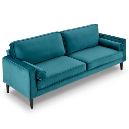 Sarantino Faux Velvet Sofa Bed Couch Furniture Lounge Suite Seat Blue - Cosy Abode