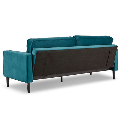 Sarantino Faux Velvet Sofa Bed Couch Furniture Lounge Suite Seat Blue - Cosy Abode