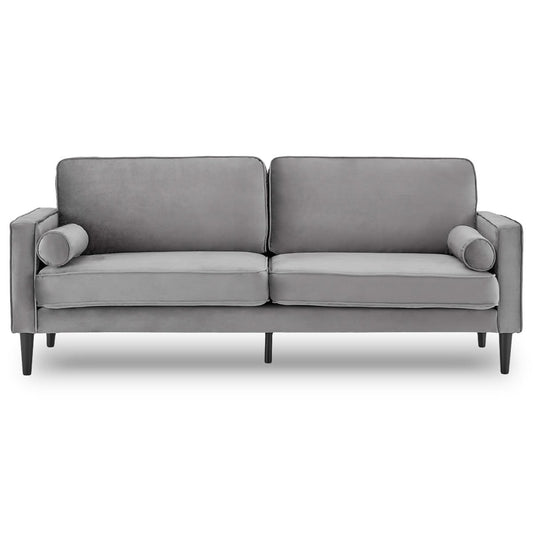 Sarantino Faux Velvet Sofa Bed Couch Furniture Lounge Suite Seat Grey - Cosy Abode