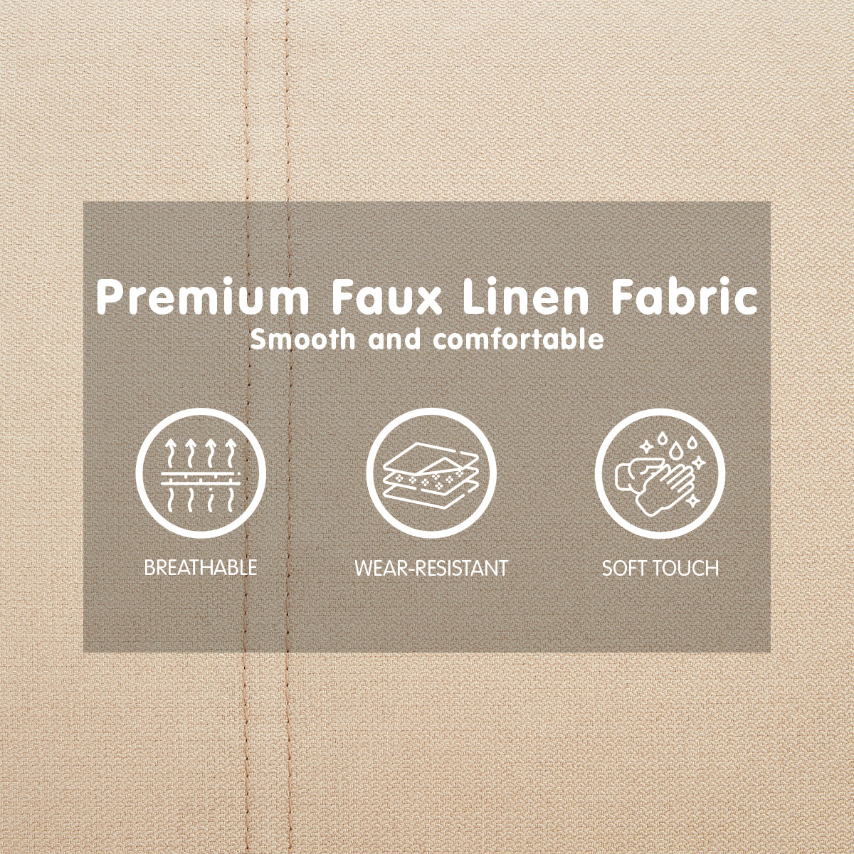 Sarantino 3 Seater Modular Faux Linen Fabric Sofa Bed Couch - Beige - Cosy Abode