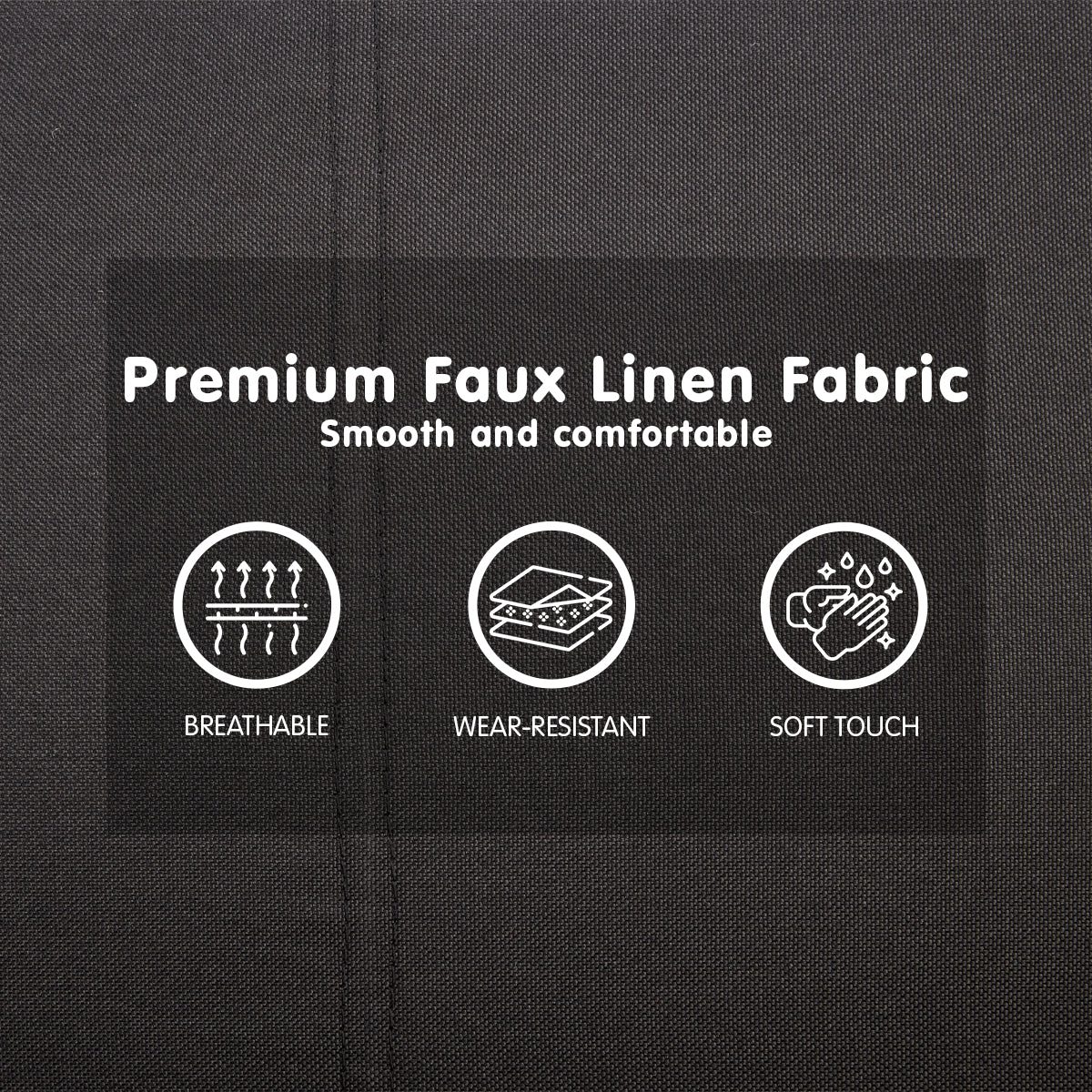 Sarantino 3 Seater Modular Faux Linen Fabric Sofa Bed Couch - Black - Cosy Abode