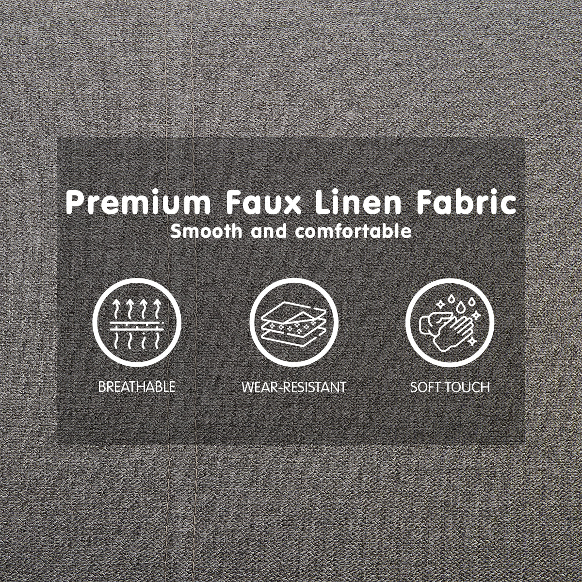 Sarantino 3 Seater Modular Faux Linen Fabric Sofa Bed Couch -Dark Grey - Cosy Abode