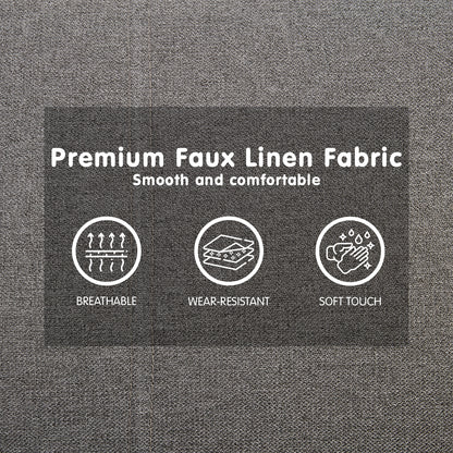 Sarantino 3 Seater Modular Faux Linen Fabric Sofa Bed Couch -Dark Grey - Cosy Abode