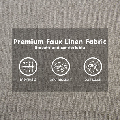 Sarantino 3 Seater Modular Faux Linen Fabric Sofa Bed Couch Light Grey - Cosy Abode