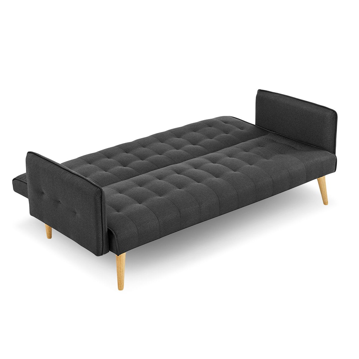 Sarantino 3 Seater Modular Linen Fabric Sofa Bed Couch - Black - Cosy Abode
