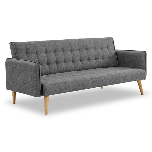 Sarantino 3 Seater Modular Linen Fabric Sofa Bed Couch Armrest Grey - Cosy Abode