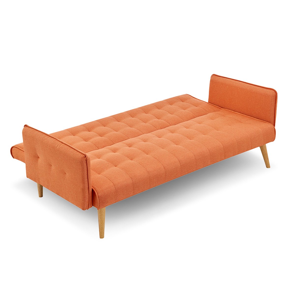 Sarantino 3 Seater Modular Linen Fabric Sofa Bed Couch Armrest Orange - Cosy Abode