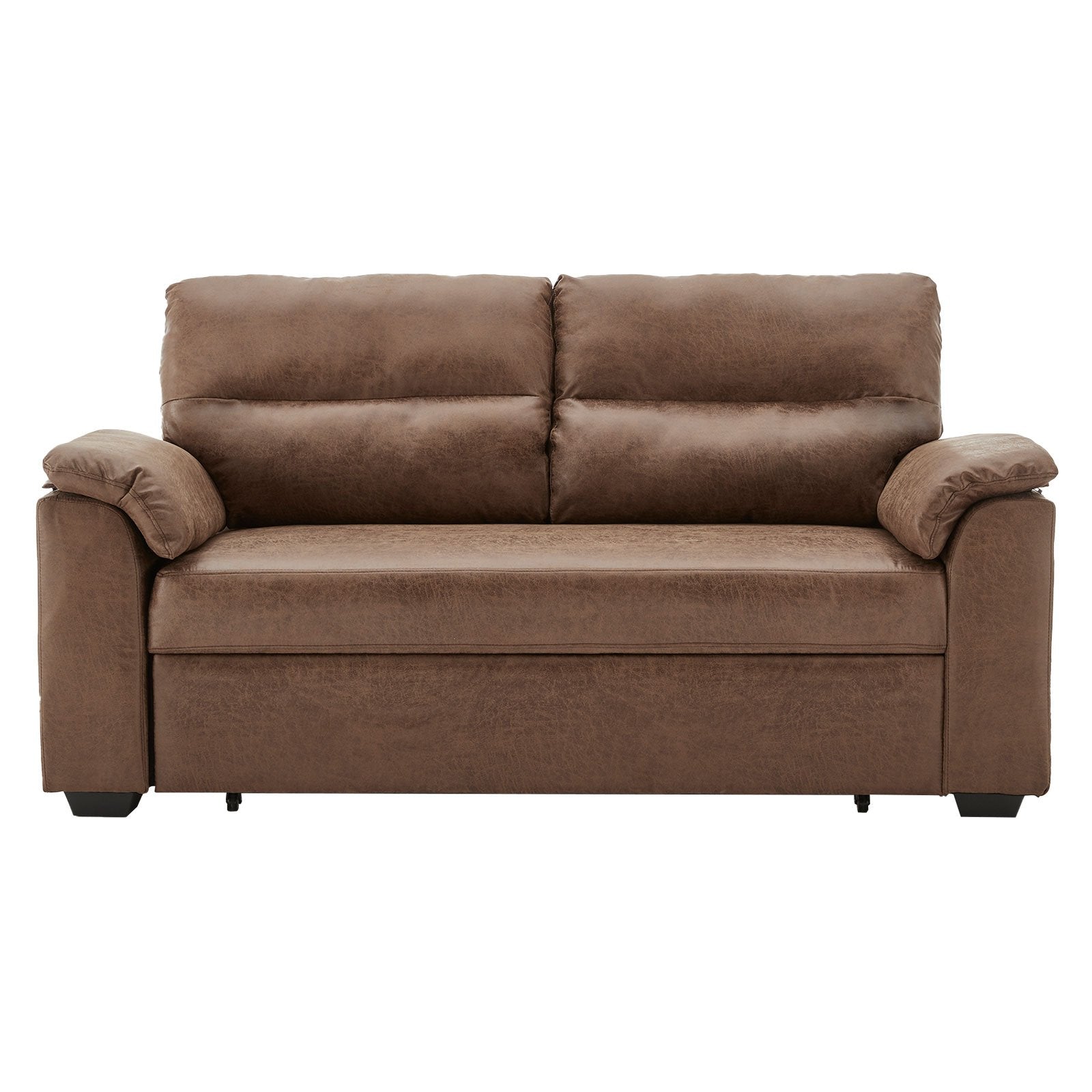 Sarantino Distressed Fabric Sofa Bed Couch Lounge - Brown - Cosy Abode
