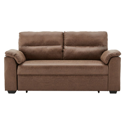 Sarantino Distressed Fabric Sofa Bed Couch Lounge - Brown - Cosy Abode