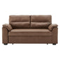 Sarantino Distressed Fabric Sofa Bed Couch Lounge - Brown - Cosy Abode