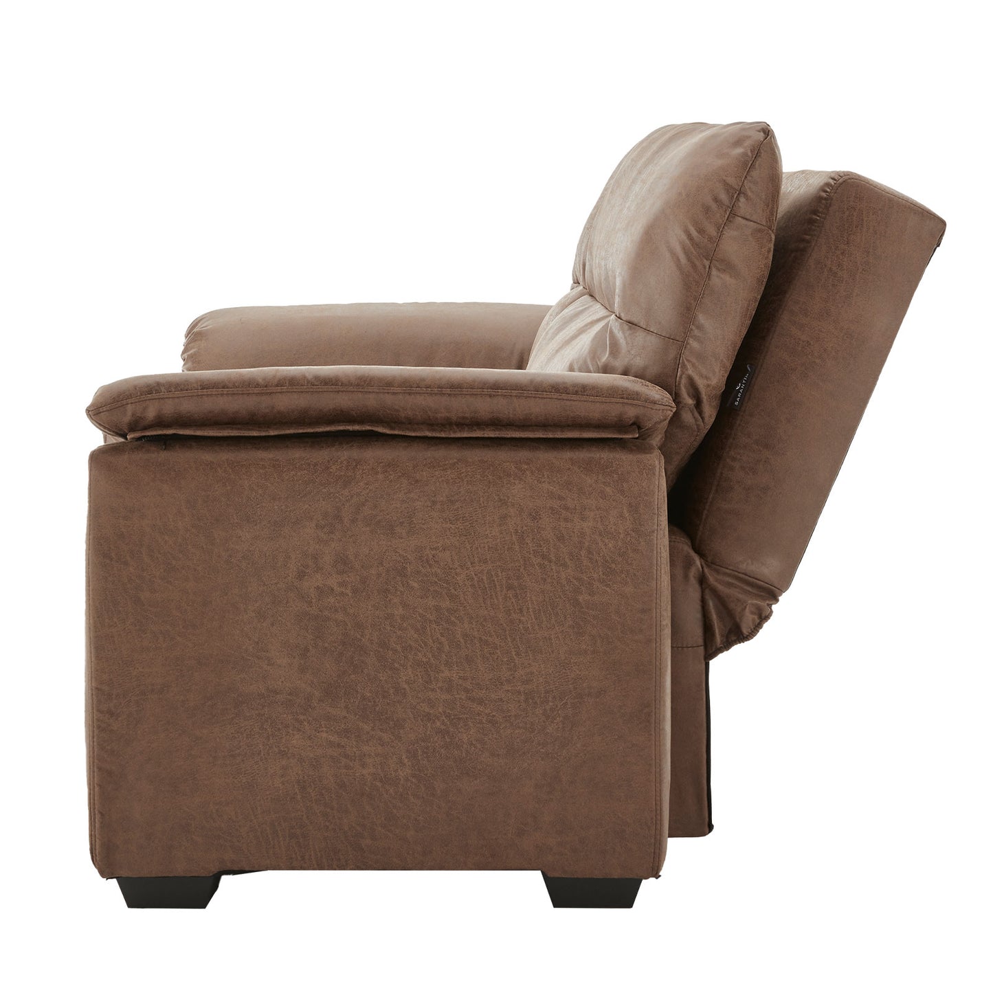 Sarantino Distressed Fabric Sofa Bed Couch Lounge - Brown - Cosy Abode