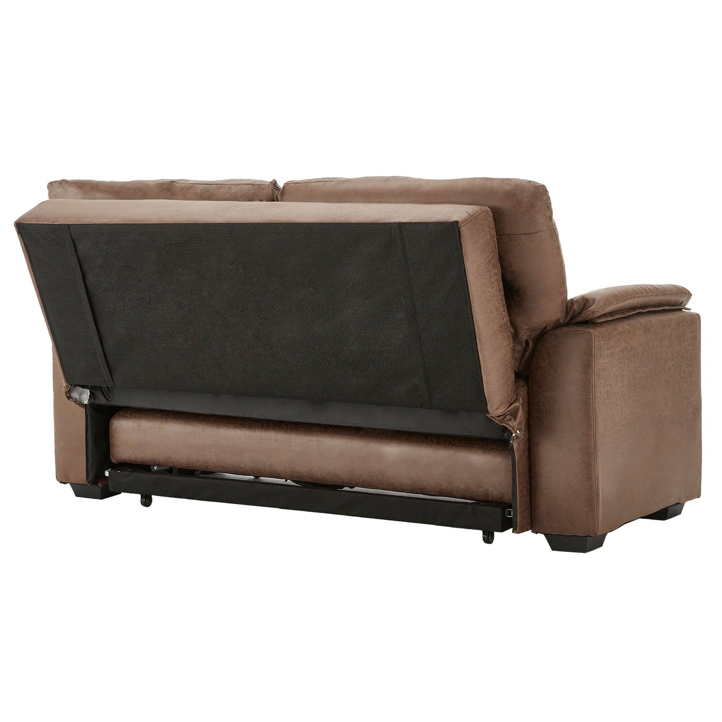 Sarantino Distressed Fabric Sofa Bed Couch Lounge - Brown - Cosy Abode