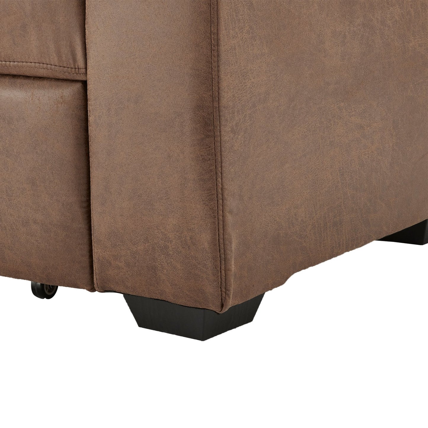 Sarantino Distressed Fabric Sofa Bed Couch Lounge - Brown - Cosy Abode