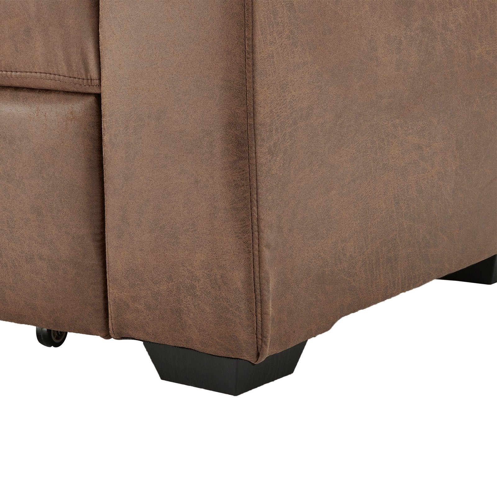 Sarantino Distressed Fabric Sofa Bed Couch Lounge - Brown - Cosy Abode