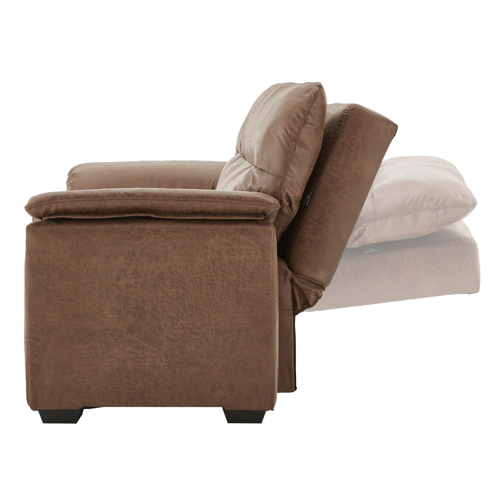 Sarantino Distressed Fabric Sofa Bed Couch Lounge - Brown - Cosy Abode