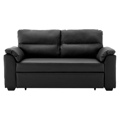 Sarantino Faux Leather Sofa Bed Couch Lounge - Black - Cosy Abode