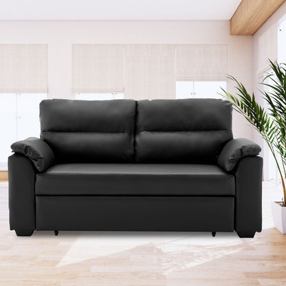 Sarantino Faux Leather Sofa Bed Couch Lounge - Black - Cosy Abode