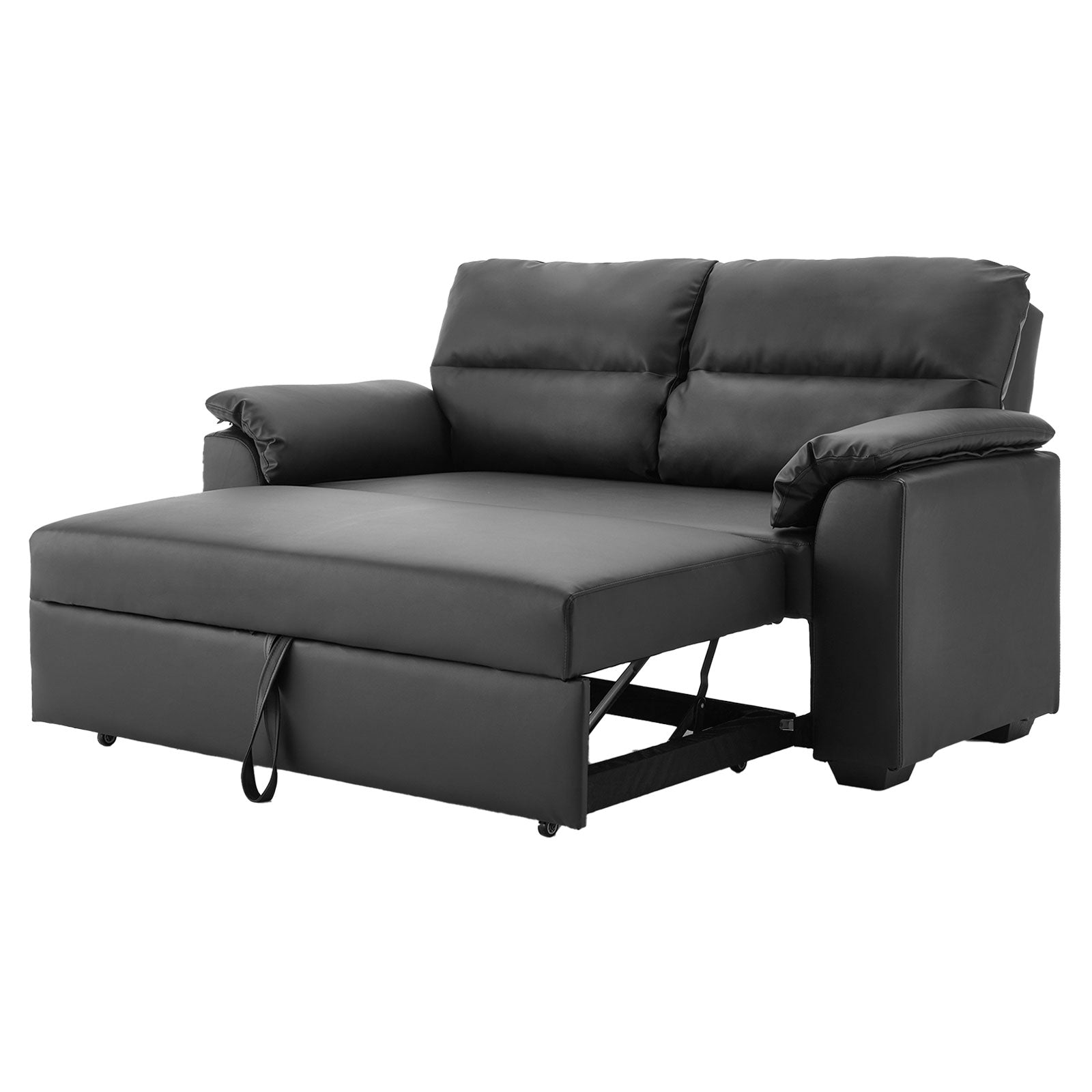 Sarantino Faux Leather Sofa Bed Couch Lounge - Black - Cosy Abode