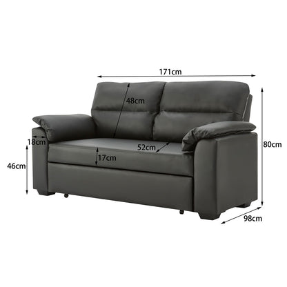 Sarantino Faux Leather Sofa Bed Couch Lounge - Black - Cosy Abode