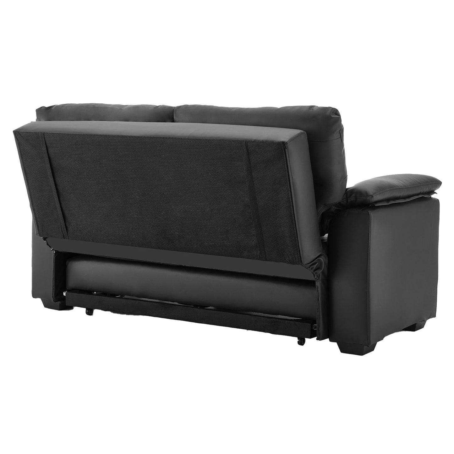 Sarantino Faux Leather Sofa Bed Couch Lounge - Black - Cosy Abode