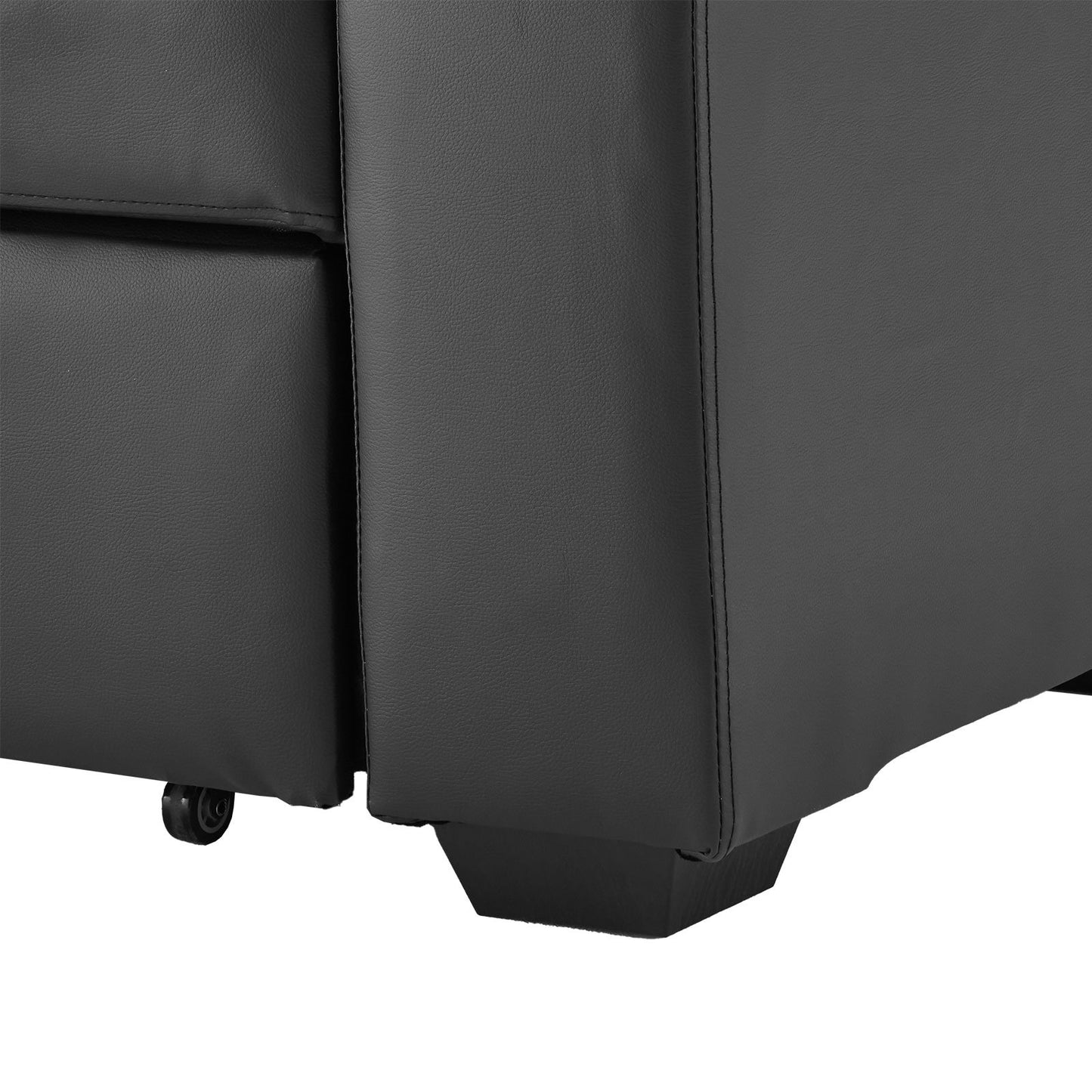 Sarantino Faux Leather Sofa Bed Couch Lounge - Black - Cosy Abode