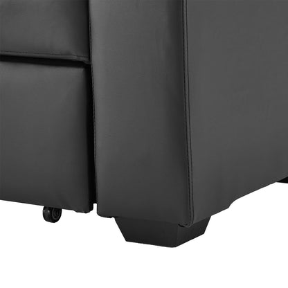 Sarantino Faux Leather Sofa Bed Couch Lounge - Black - Cosy Abode