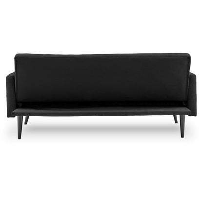 Sarantino Tufted Faux Linen 3-Seater Sofa Bed with Armrests - Black - Cosy Abode