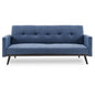 Sarantino Tufted Faux Linen 3-Seater Sofa Bed with Armrests - Blue - Cosy Abode