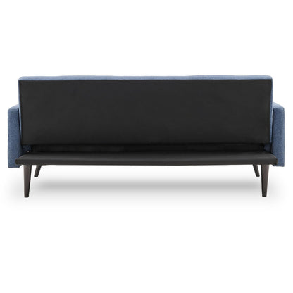Sarantino Tufted Faux Linen 3-Seater Sofa Bed with Armrests - Blue - Cosy Abode