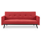 Sarantino Tufted Faux Linen 3-Seater Sofa Bed with Armrests - Red - Cosy Abode