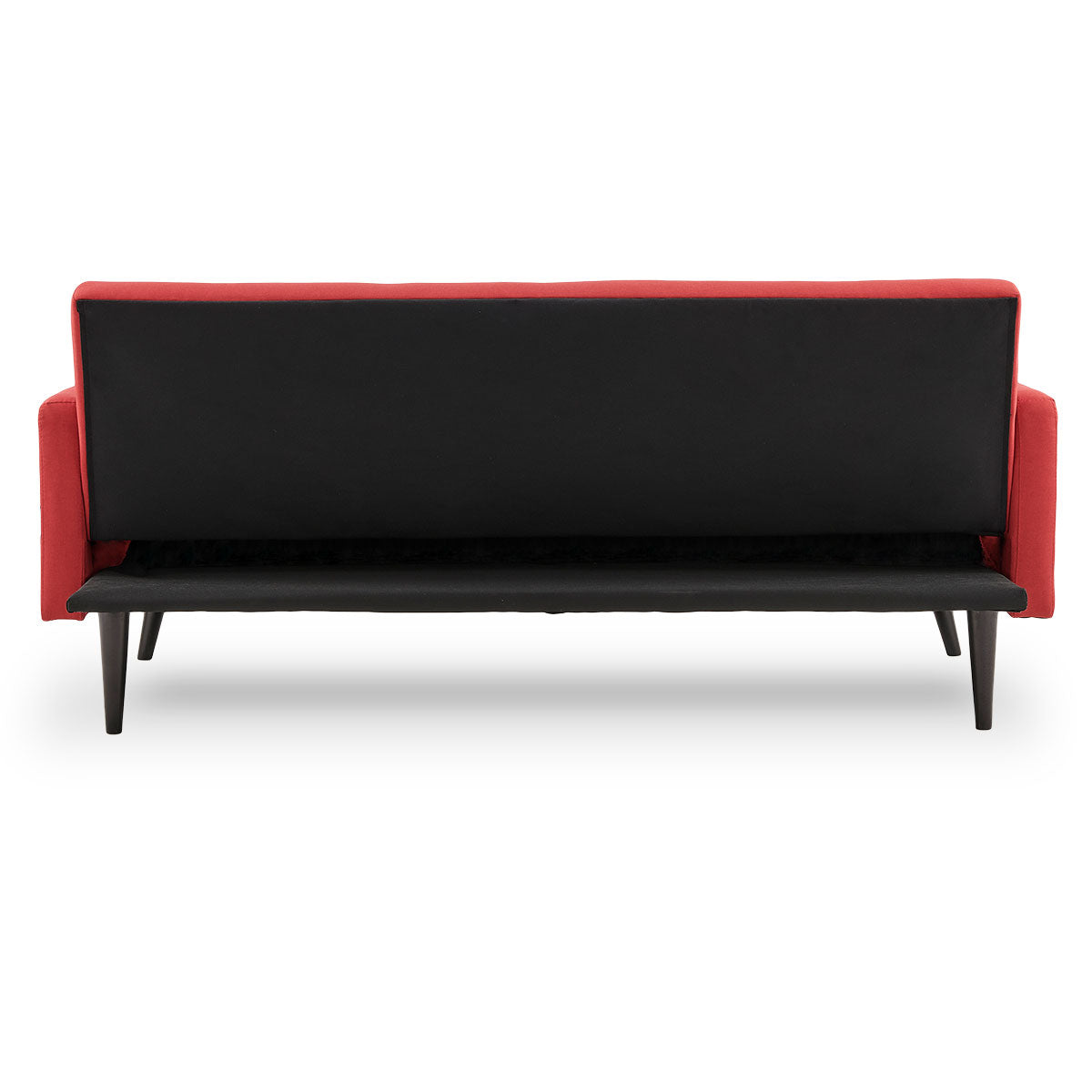 Sarantino Tufted Faux Linen 3-Seater Sofa Bed with Armrests - Red - Cosy Abode