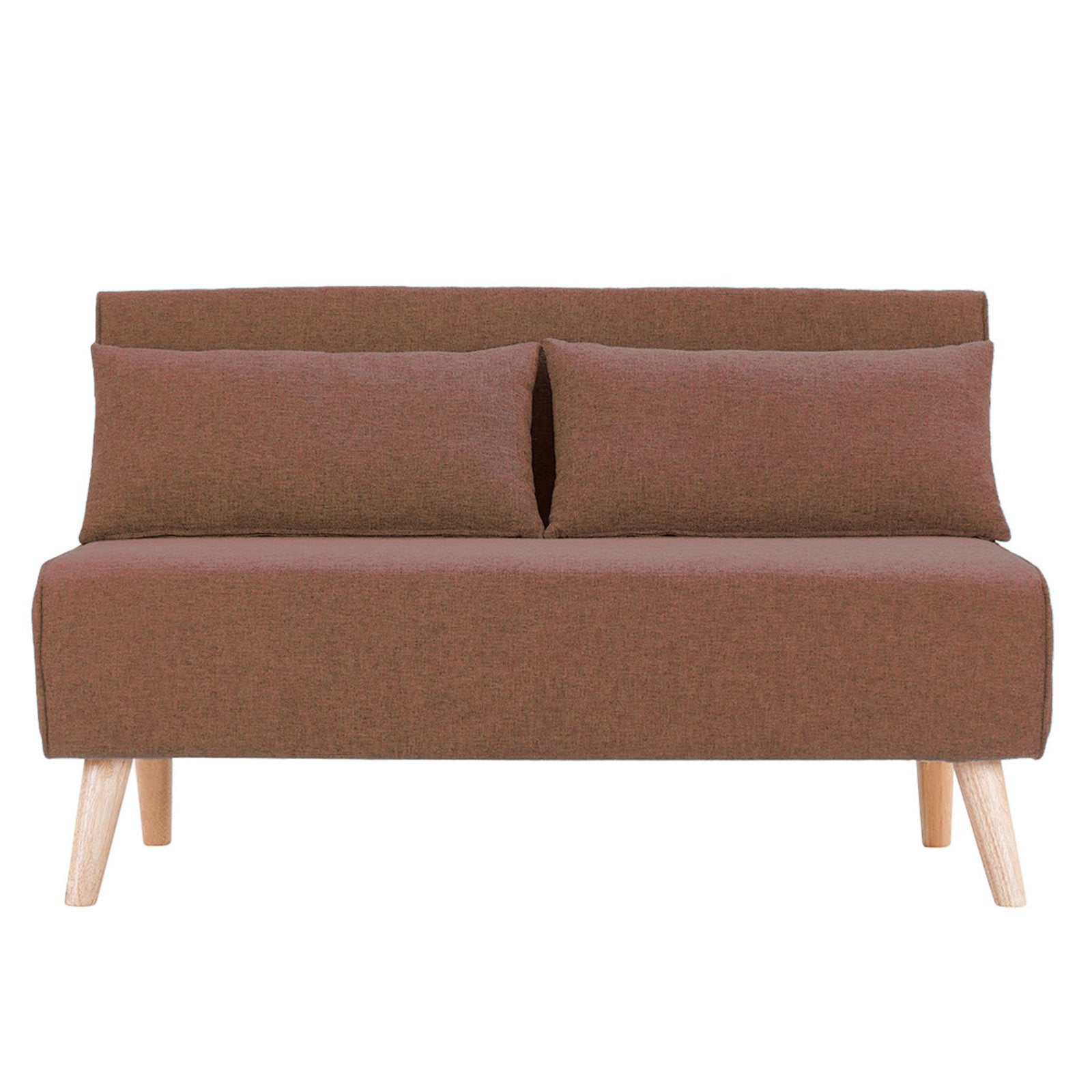 Sarantino 2-Seater Adjustable Sofa Bed Lounge Faux Linen - Brown - Cosy Abode