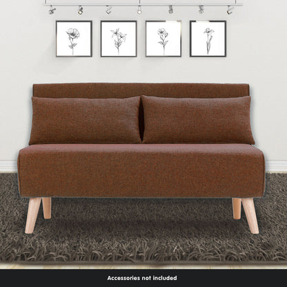 Sarantino 2-Seater Adjustable Sofa Bed Lounge Faux Linen - Brown - Cosy Abode