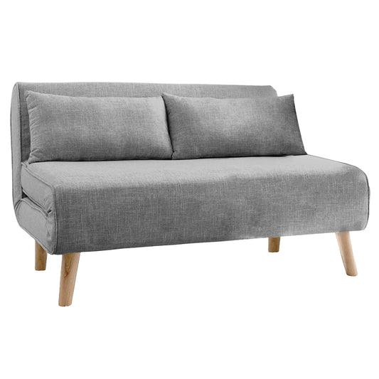 Sarantino 2-Seater Adjustable Sofa Bed Lounge Faux Linen - Grey - Cosy Abode
