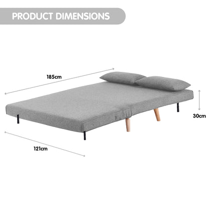 Sarantino 2-Seater Adjustable Sofa Bed Lounge Faux Linen - Grey - Cosy Abode