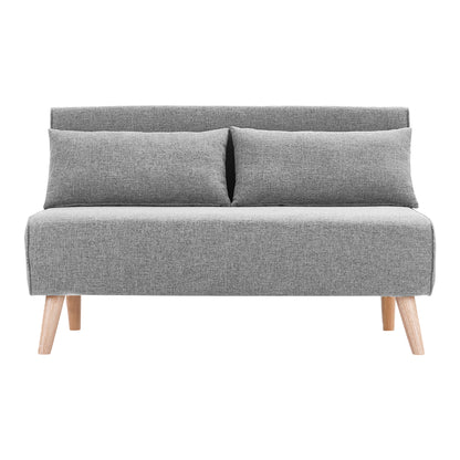 Sarantino 2-Seater Adjustable Sofa Bed Lounge Faux Linen - Grey - Cosy Abode